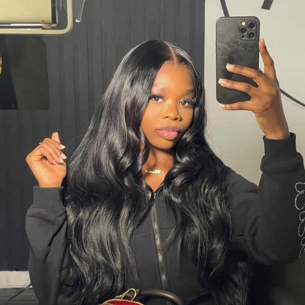 Jet Black Closure Wigs