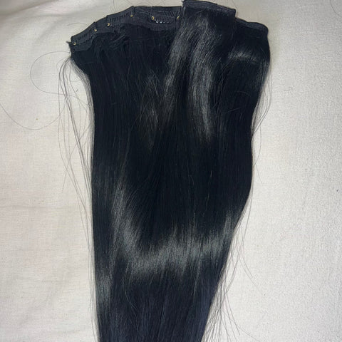 Jet Black Korean Bone Straight Clip-ins